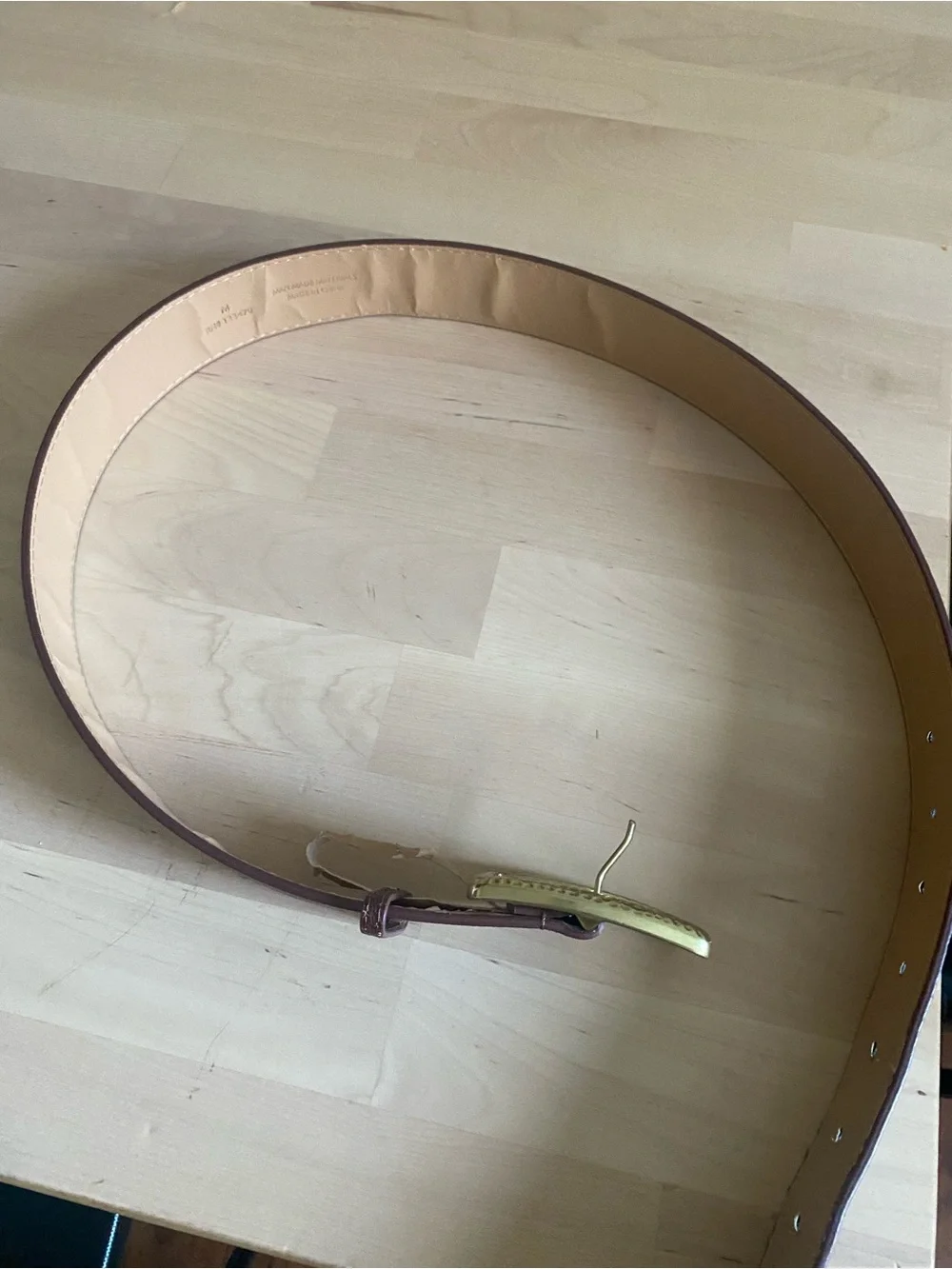 Brown Leather women’s Belt with Hammered Gold Buckle